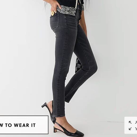 J. Crew High-Rise Toothpick Jeans in Charcoal Wash, Size 25 - Picture 8 of 9